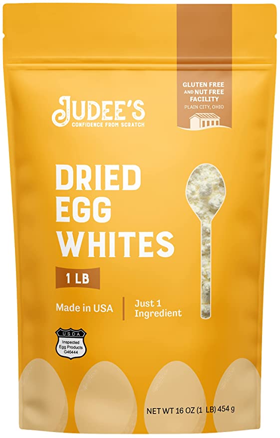  Judee’s Dried Egg White Protein Powder 1 lb - Pasteurized, USDA Certified, 100% Non-GMO - Gluten-Free and Nut-Free - Just One Ingredient - Made in USA - Use in Baking - Make Whipped Egg Whites  - 733520999454