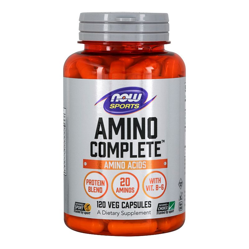 NOW Sports Nutrition, Amino Complete, Protein Blend With 21 Aminos and B-6, 120 Veg Capsules (B000W7DROM) - 733739000118