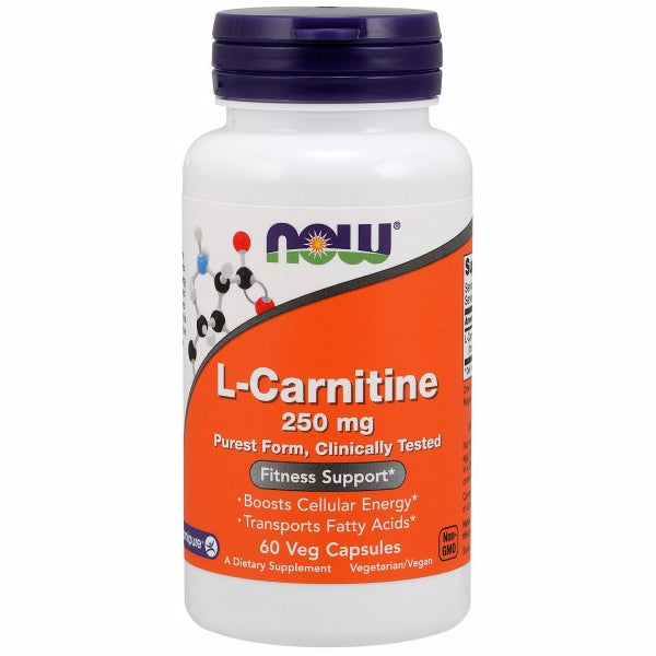 NOW Supplements, L-Carnitine 250 mg, Purest Form, Amino Acid, Fitness Support*, 60 Veg Capsules (B000UWZ9RM) - 733739000620