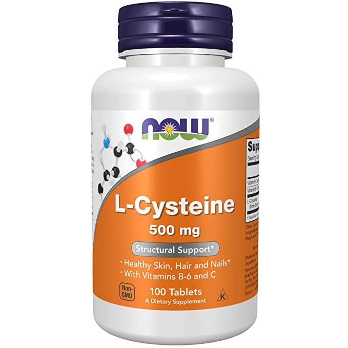 NOW Supplements, L-Cysteine 500 mg with Vitamins B-6 and C, Structural Support*, 100 Tablets - 885781056213