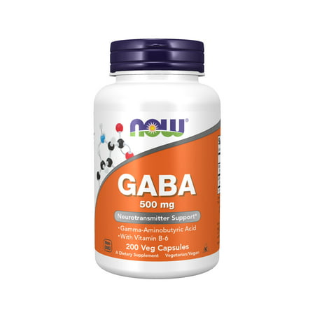 NOW Supplements GABA 500 mg + B-6 200 Veg Capsules - 733739000880