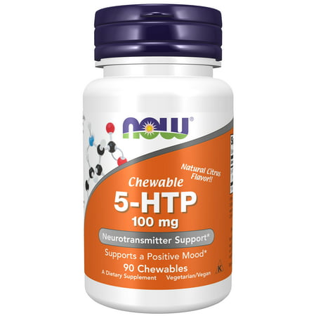 NOW Supplements 5-HTP (5-hydroxytryptophan) 100 mg Neurotransmitter Support* 90 Chewables - 733739001092
