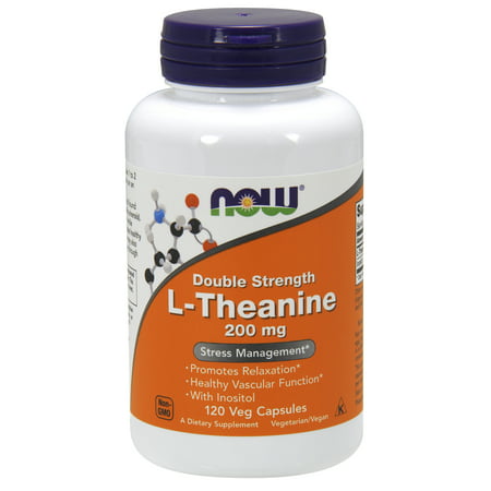 NOW Supplements L-Theanine 200 mg with Inositol Stress Management* 120 Veg Capsules - 733739001481