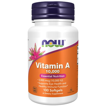 NOW Supplements Vitamin A 10 000 IU Eye Health* Essential Nutrition 100 Softgels - 733739003300