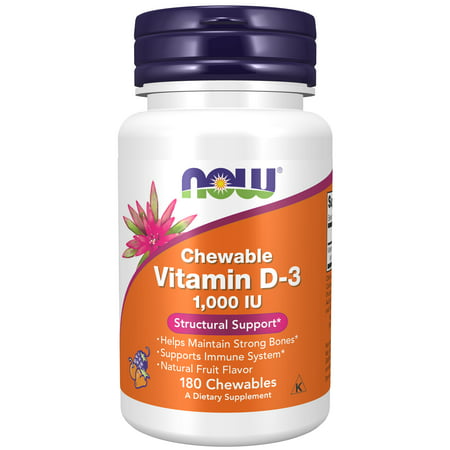NOW Supplements Vitamin D-3 1 000 IU Structural Support* 180 Chewables - 733739003577
