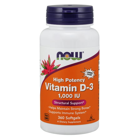 NOW Supplements Vitamin D-3 1 000 IU High Potency Structural Support* 360 Softgels - 733739003751
