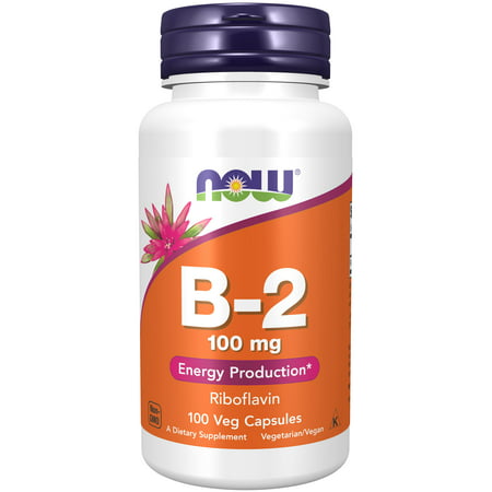 NOW Supplements Vitamin B-2 (Riboflavin) 100 mg Energy Production* 100 Veg Capsules - 733739004475