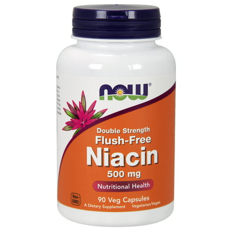 NOW Supplements Niacin 500 mg Double Strength Flush-Free 90 Veg Capsules - 733739004987