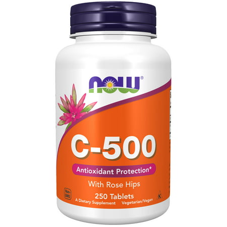 NOW Supplements Vitamin C-500 with Rose Hips Antioxidant Protection* 250 Tablets - 733739006721