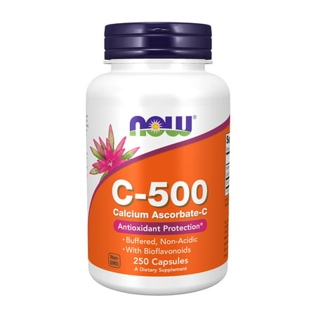 NOW Supplements Vitamin C-500 Calcium Ascorbate Antioxidant Protection* 250 Veg Capsules - 733739006776