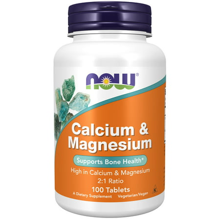 NOW Supplements Calcium & Magnesium 2:1 Ratio High Potency Supports Bone Health* 100 Tablets - 733739012708