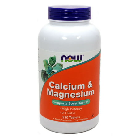NOW Supplements, Calcium & Magnesium 2:1 Ratio, High Potency, Supports Bone Health*, 250 Tablets (B00028LZ9A) - 733739012722