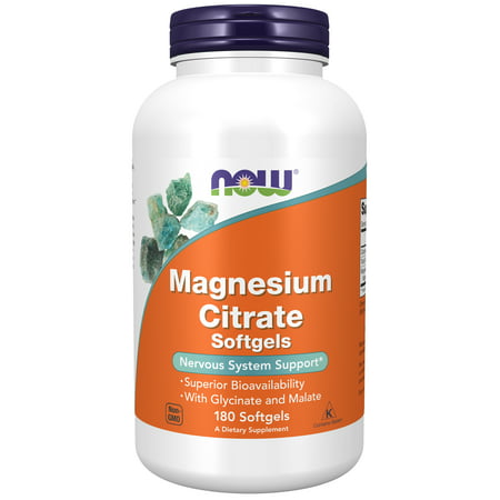 NOW Supplements Magnesium Citrate With Glycinate & Malate Nervous System Support* 180 Softgels - 733739012982