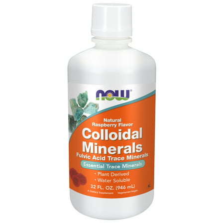 NOW Supplements Colloidal Minerals Liquid Plant Derived Essential Trace Minerals Raspberry 32-Ounce - 733739014061