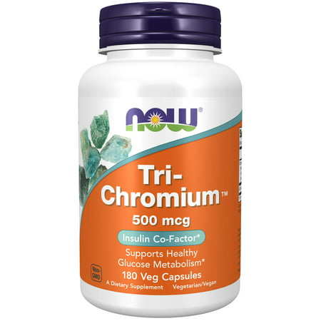 NOW Supplements Tri-Chromium™ 500 mcg with Cinnamon Insulin Co-Factor* 180 Veg Capsules - 733739014269
