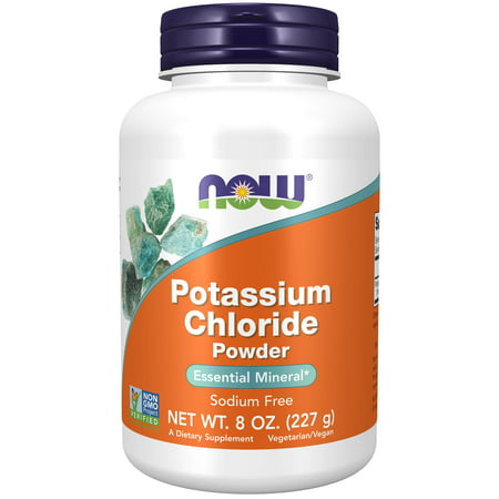 NOW Supplements Potassium Chloride Powder Certified Non-GMO Essential Mineral* 8-Ounce - 733739014504