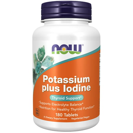 NOW Supplements Potassium plus Iodine Supports Electrolyte Balance* Thyroid Support* 180 Tablets - 733739014528