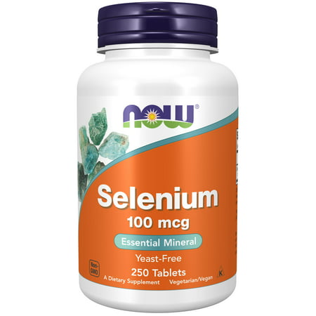 NOW Supplements Selenium (L-Selenomethionine) 100 mcg Essential Mineral* 250 Tablets - 733739014825