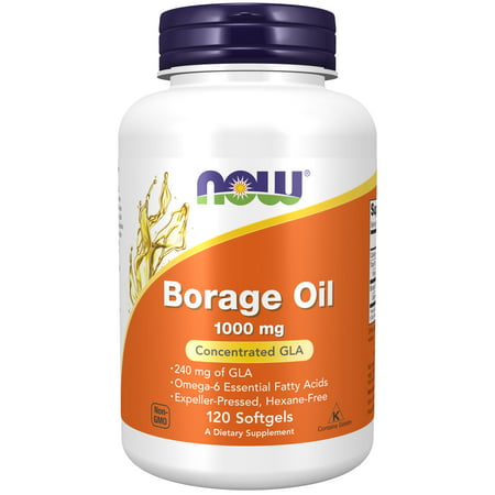 NOW Supplements Borage Oil 1000 mg with 240mg of GLA (Gamma Linolenic Acid) 120 Softgels - 733739017222