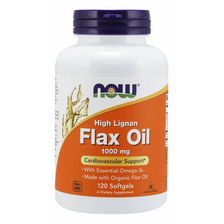 NOW Supplements Flax Oil 1000 mg made with Organic Flax Oil High Lignan 120 Softgels - 733739017802