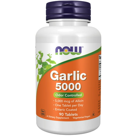 NOW Supplements Garlic 5 000 (Allium sativum) Enteric Coated Odor Controlled 90 Tablets - 733739018144