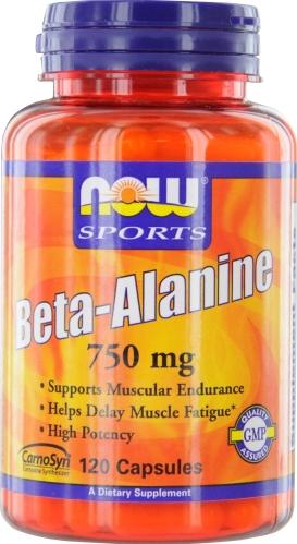 NOW Sports Nutrition, Beta-Alanine 750 mg, Delays Muscle Fatigue*, Endurance*, 120 Veg Capsules (B001AWSR34) - 733739020086