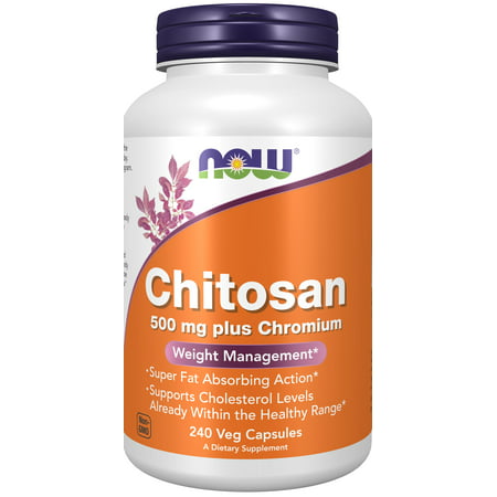 NOW Supplements Chitosan 500 mg plus Chromium Weight Management* 240 Veg Capsules - 733739020260
