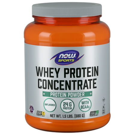 NOW Sports Nutrition Whey Protein Concentrate 24 g With BCAAs Unflavored Powder 1.5-Pound - 733739022981