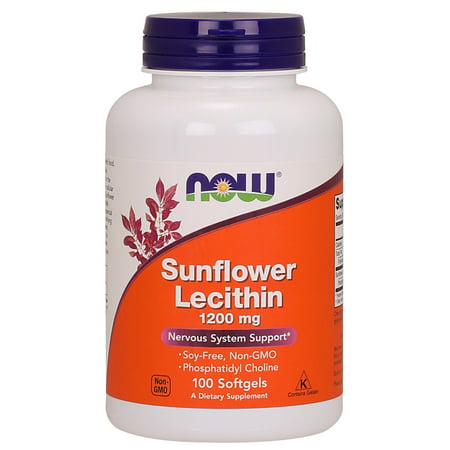 NOW Supplements Sunflower Lecithin 1200 mg with Phosphatidyl Choline 100 Softgels - 733739023117