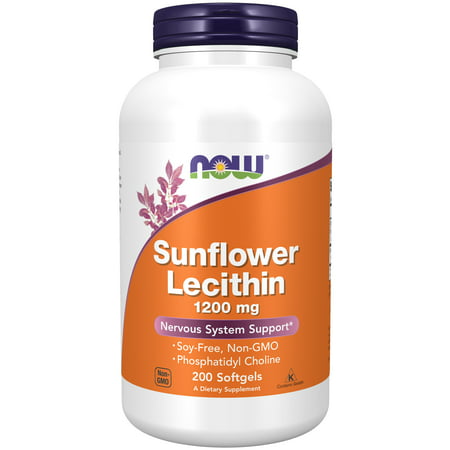 NOW Supplements, Sunflower Lecithin 1200 mg with Phosphatidyl Choline, 200 Softgels (B003BHZ71G) - 733739023131
