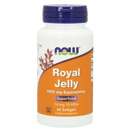 NOW Supplements Royal Jelly 1000 mg with 10-HDA (Hydroxy-D-Decenoic Acid) 60 Softgels - 733739025609
