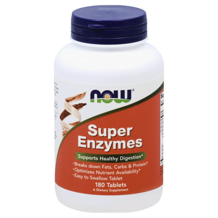 NOW Supplements, Super Enzymes, Formulated with Bromelain, Ox Bile, Pancreatin and Papain, Super Enzymes, 180 Tablets (B0013OXKJA) - 733739029621