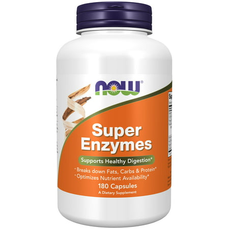NOW Supplements Super Enzymes Formulated with Bromelain Ox Bile Pancreatin and Papain Super Enzymes 180 Capsules - 733739029645