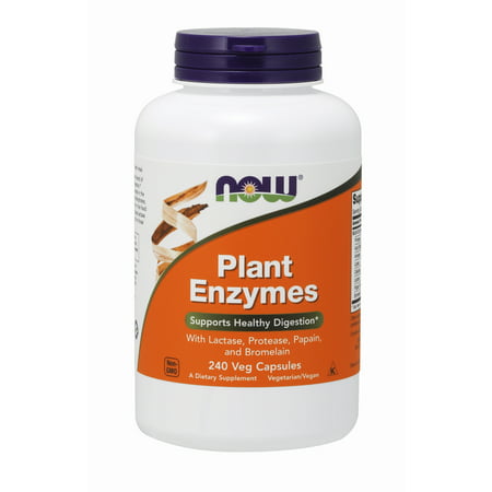 NOW Supplements Plant Enzymes with Lactase Protease Papain and Bromelain 240 Veg Capsules - 733739029676