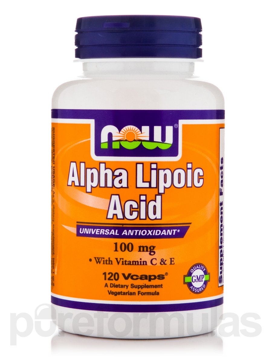 NOW Supplements, Alpha Lipoic Acid 100 mg with Vitamins C & E, Free Radical Scavenger*, 120 Veg Capsules (B0013OUMQ4) - 733739030412