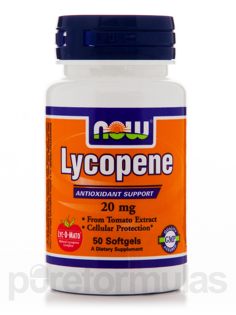NOW Supplements, Lycopene 20 mg with Natural Extract from Tomatoes, Free Radical Scavenger*, 50 Softgels (B0013OXEYQ) - 733739030627