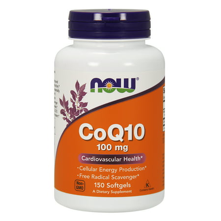 NOW Supplements CoQ10 (Coenzyme Q10) 100 mg Pharmaceutical Grade Cardiovascular Health* 150 Softgels - 733739032096