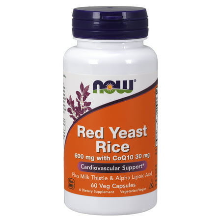 NOW Supplements Red Yeast Rice with CoQ10 plus Milk Thistle & Alpha Lipoic Acid 60 Veg Capsules - 733739033215