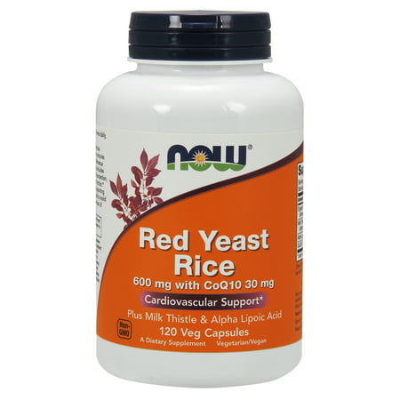 NOW Supplements Red Yeast Rice with CoQ10 plus Milk Thistle & Alpha Lipoic Acid 120 Veg Capsules - 733739033345