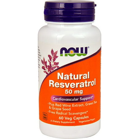 Natural Resveratrol 50 mg 60 Veg Capsules NOW Foods - 733739033390