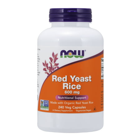 NOW Supplements Red Yeast Rice 600 mg Made with Organic Red Yeast Rice 240 Veg Capsules - 733739034991