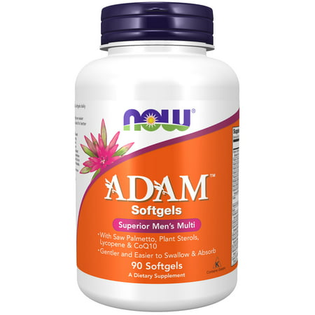 NOW Supplements ADAM™ Men s Multivitamin with Saw Palmetto Plant Sterols Lycopene & CoQ10 90 Softgels - 733739038807