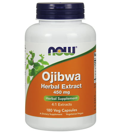 NOW Supplements Ojibwa Herbal Extract 450 mg Concentrated Blend of High Quality Alcohol-fFree 4:1 Herbal Extracts 180 Veg Capsules - 733739046741