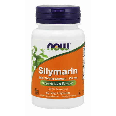 NOW Supplements Silymarin Milk Thistle Extract 150 mg with Turmeric Supports Liver Function* 60 Veg Capsules - 733739047359