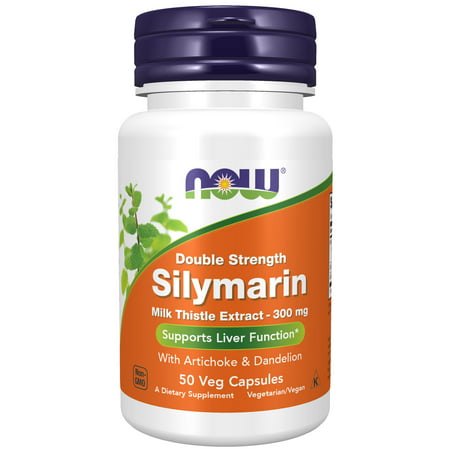NOW Supplements Silymarin 300 mg Double Strength 50 Veg Capsules - 733739047380