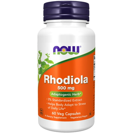 NOW Supplements Rhodiola 500 mg Helps Body Adapt to Stress of Daily Life* Adaptogenic Herb* 60 Veg Capsules - 733739047540
