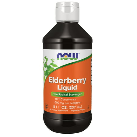 NOW Supplements Elderberry Liquid 500 mg 10:1 Concentrate Free Radical Scavenger* 8-Ounce - 733739048523
