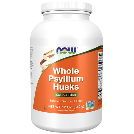 NOW Supplements Whole Psyllium Husks Non-GMO Project Verified Soluble Fiber 12-Ounce - 733739059802