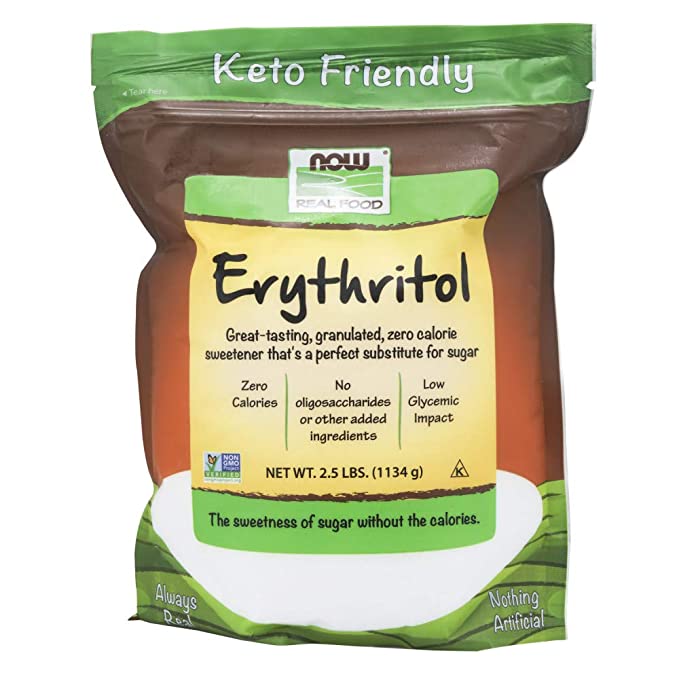  NOW Foods, Erythritol, Great-Tasting Sugar Replacement, Zero Calories, Low Glycemic Impact, Kosher, 2.5-Pound (Packaging May Vary)  - 785923550251