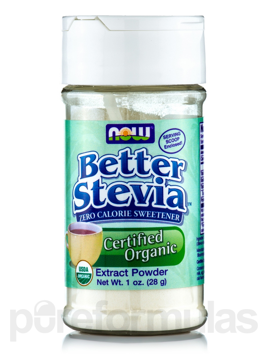  NOW Foods Better Stevia Organic Zero Calorie Powdered Sweetener - 1 oz  - 733739069603